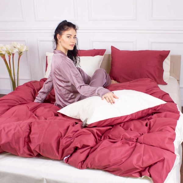 Фото - Комплект постельного белья MirSon Сатин 0847 + 0840 Ruby King Size 220x240 см (2200002031271)
